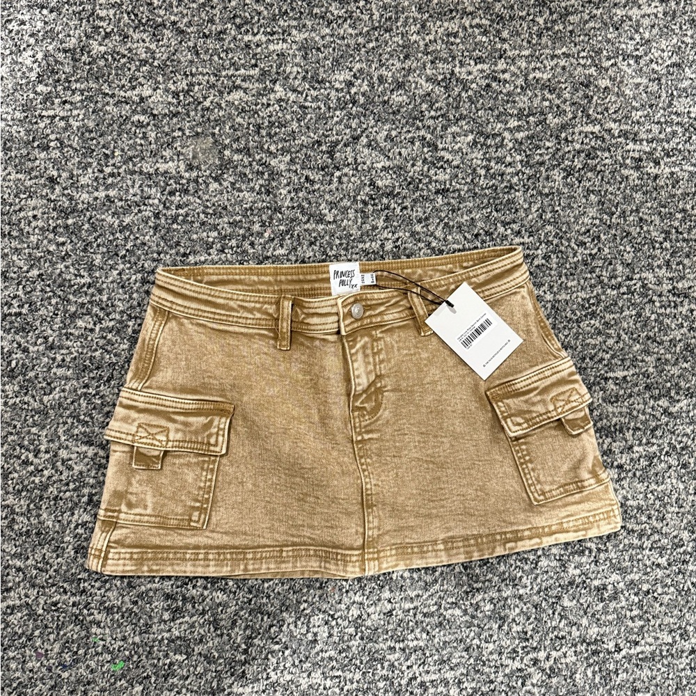 Princess Polly Tan Denim Mini Skirt